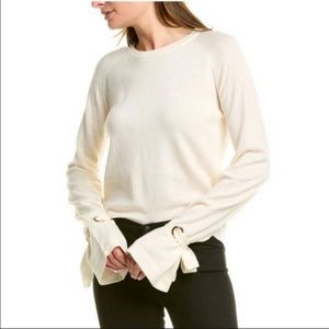 Maje Mory Tie Cuff Wool & Cashmere Blend Sweater in Ecru (3/L)